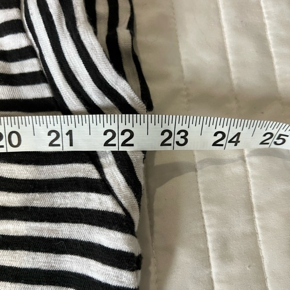 J Crew Factory Short Sleeve Black and White Striped Cotton Dress with Tie Front - Picture 5 of 7